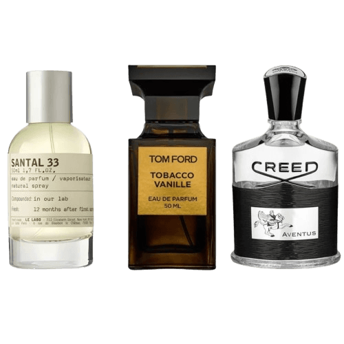 3-Piece Men's Fragrance Set: Le Labo Santal 33, Tom Ford Tobacco Vanille, Creed Aventus